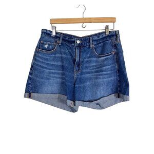 American Eagle Short Women L Blue Denim Tomgirl Faded Summer Western Concert